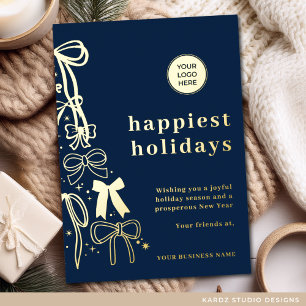 Modern Corporate Blue Christmas Gold Foil Card