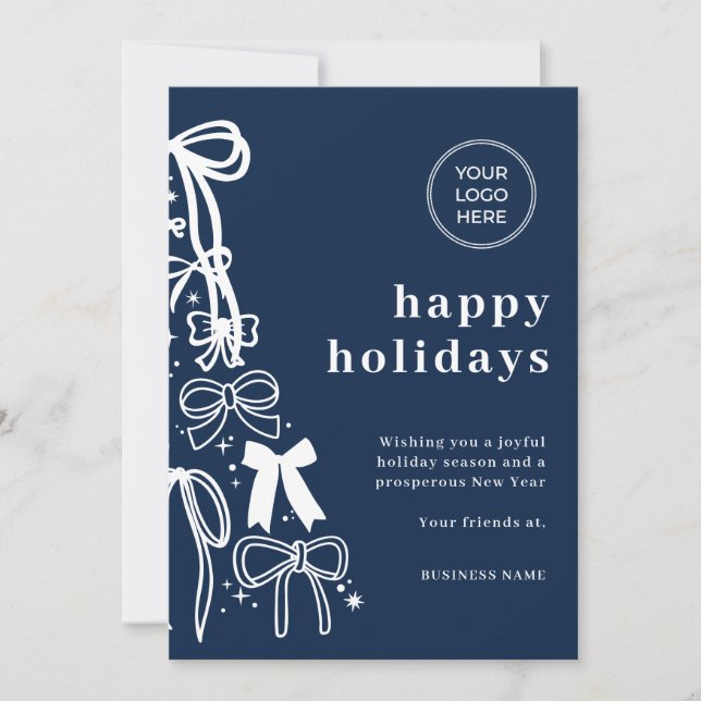 Modern Corporate Blue Christmas Holiday Card (Front)