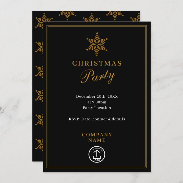 Modern Corporate Business Christmas Party Gold Invitation (Front/Back)