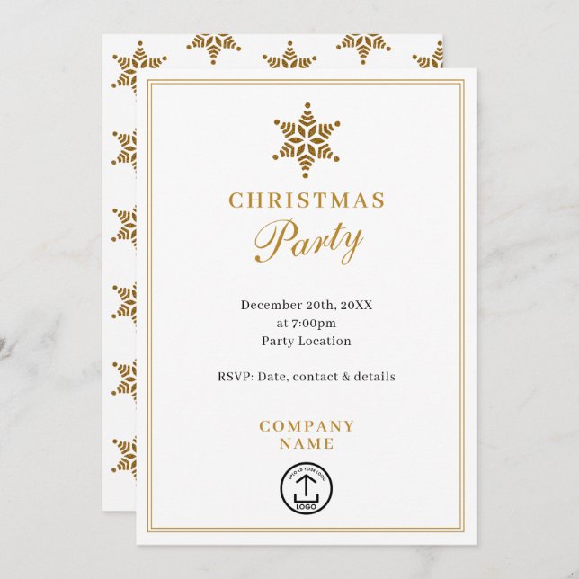 Modern Corporate Business Christmas Party Gold Invitation (Front/Back)