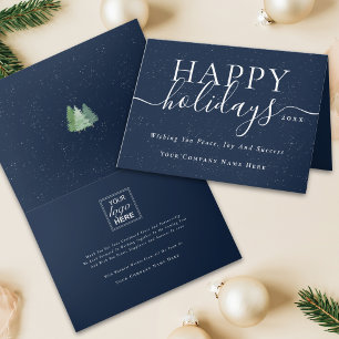 Modern Corporate Christmas Snow Company Logo Holiday Card