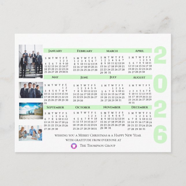 Modern Corporate Company Logo Photo 2026 Calendar Postcard (Front)