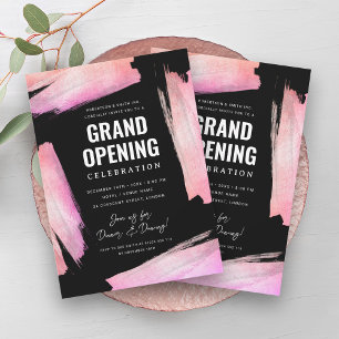 Modern Corporate Grand Opening Blush Black  Invitation
