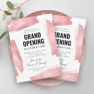 Modern Corporate Grand Opening Rose Gold Invitation