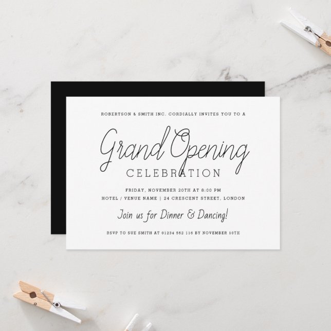 Modern Corporate Grand Opening Simple Minimal Invitation (Front/Back In Situ)