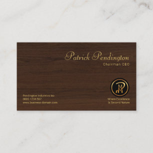 Modern Corporate Minimalist Fine Wood Grain CEO Business Card