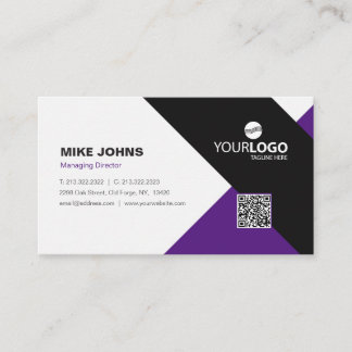 Modern Corporate & Professional Purple & Black Business Card