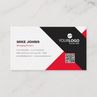 Modern Corporate & Professional Red & Black Business Card