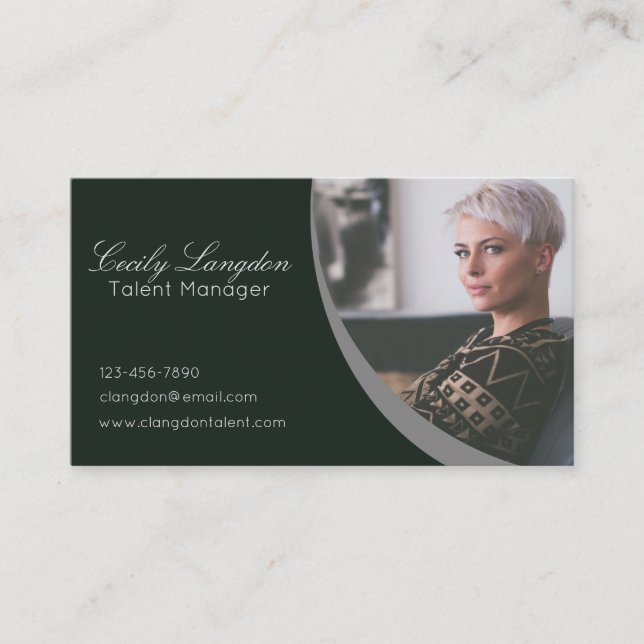 Modern Corporate Talent Manager Dark Green Business Card (Front)