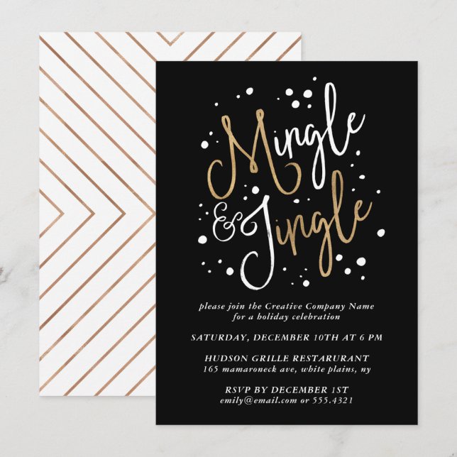 Modern Corportate Mingle & Jingle Holiday Party Invitation (Front/Back)