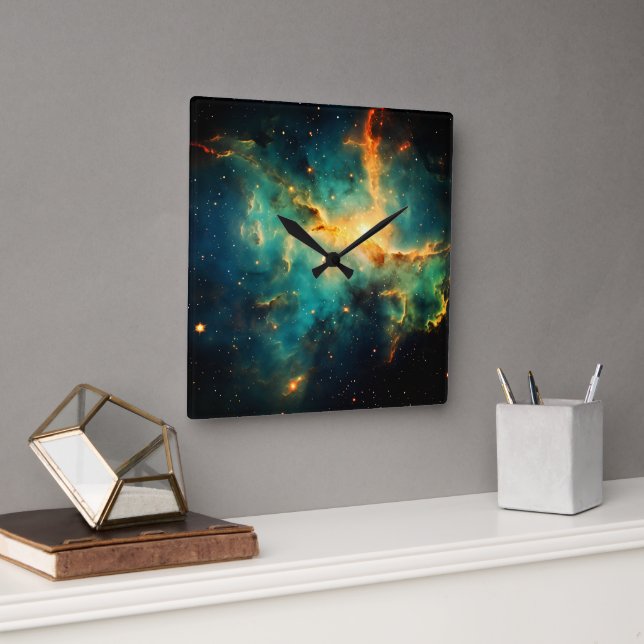 Modern  Cosmic Galaxy  Square Wall Clock (Office)