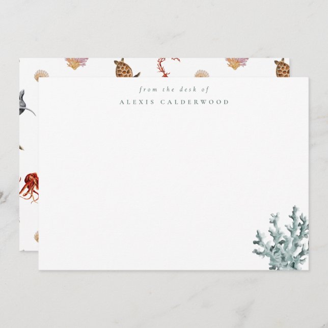 Modern Costal Green Sea Coral Personalised Card (Front/Back)