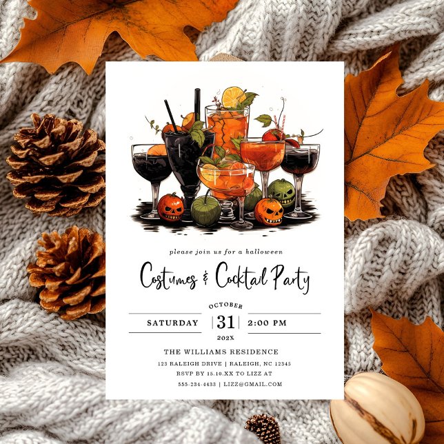Modern Costumes & Cocktail Halloween Party Invitation (Creator Uploaded)