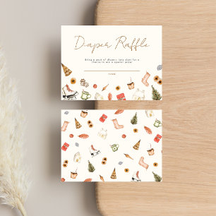 Modern Cosy Christmas Baby Shower Diaper Raffle Enclosure Card
