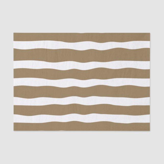 Modern cosy cocoa brown wavevy stripes Decoupage Tissue Paper (Front)