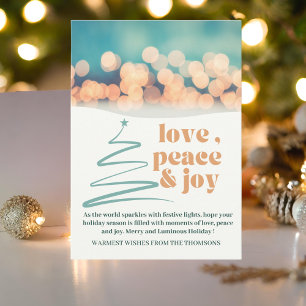   Modern Cosy Festive Love Peace Joy  Holiday Card