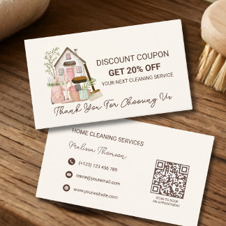 Modern Cosy Professional House Cleaning Discount Card