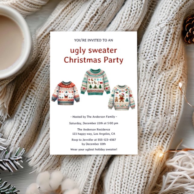 Modern Cosy Ugly Sweater Christmas Party Invitation (Creator Uploaded)