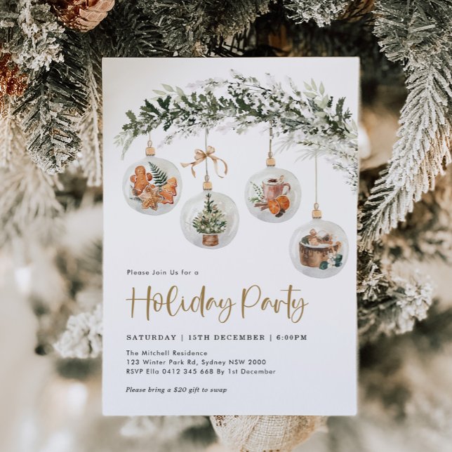 Modern Cosy Winter Ornament Holiday Party Invitation (Creator Uploaded)