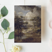 Modern cottage, fine art wedding invitation