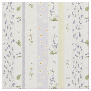 Modern cottagecore - Bee Lavender vertical border  Fabric