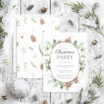 Modern Cotton Winter Greenery Christmas Party Invitation<br><div class="desc">What better way to get into the holiday spirit than by hosting a Modern Cotton Winter Greenery Christmas party? This rustic and modern holiday card is the perfect way to invite your family and friends to an annual holiday party, or the annual corporate party. The beautiful watercolor cotton bolls design...</div>