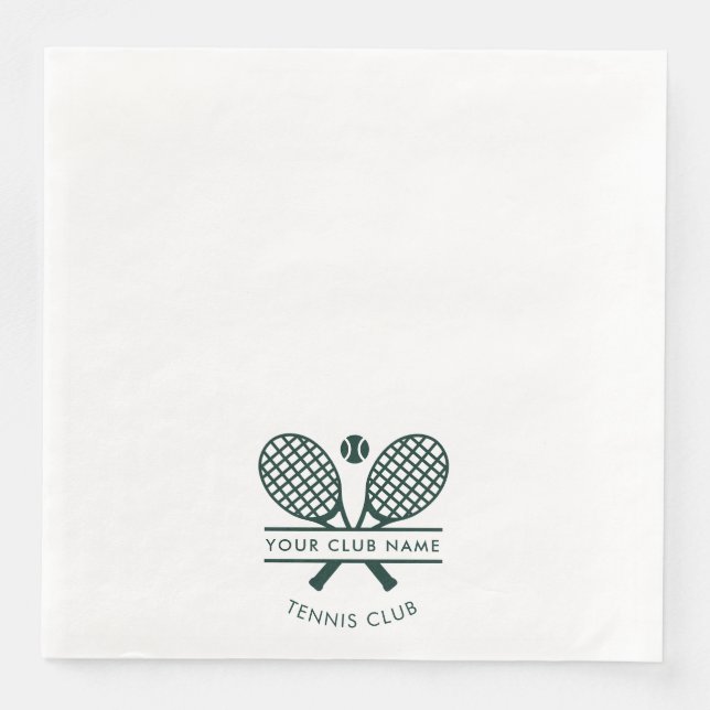 Modern Country Club Name Tennis Racket Motif Napkin (Front)