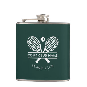 Modern Country Club Name Tennis Team Coach Custom Hip Flask