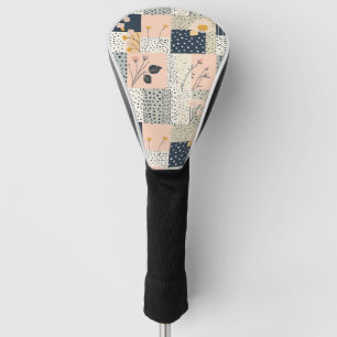 Modern Country Floral Patchwork in Blush and Blue Golf Head Cover