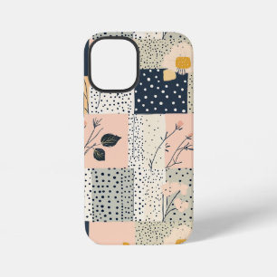 Modern Country Floral Patchwork in Blush and Blue iPhone 12 Mini Case