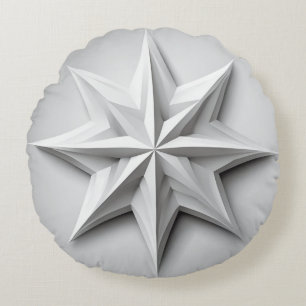 Modern Country Grey and White Star Round Cushion