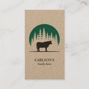 Modern Country Kraft Bull Family Cattle Farm Business Card