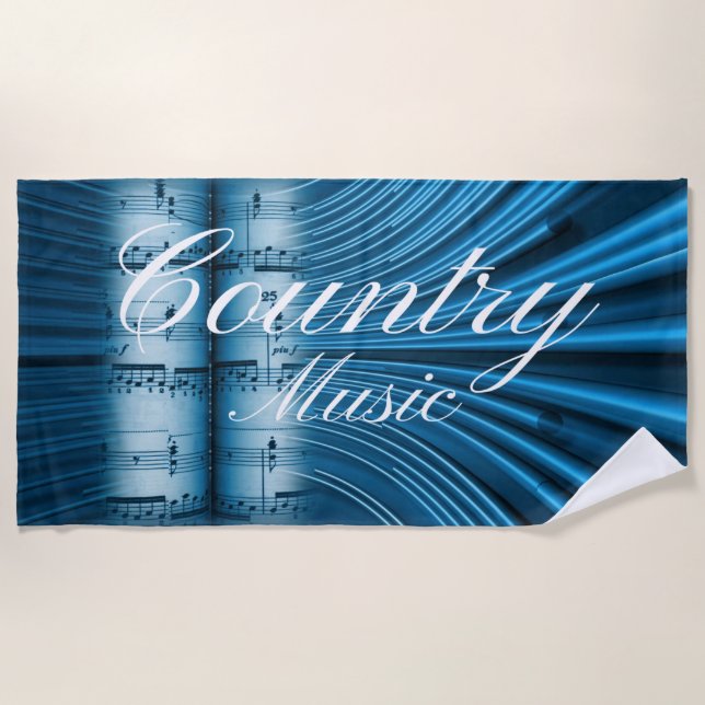 Modern Country Music Guitar Beach Towel (Front)