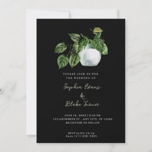 Modern Country Potted Plant Black Wedding Invitation