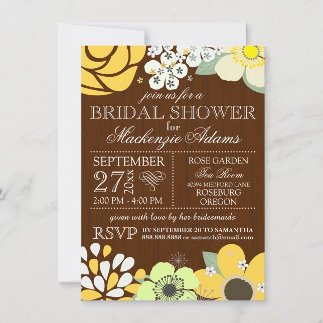 Modern Country Sun Flower Bridal Wedding Shower Invitation (Front)
