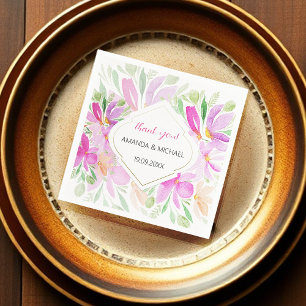 Modern Country Watercolor Boho Lilac Floral Napkin