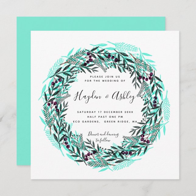 Modern country watercolour holiday Wedding Invitation (Front/Back)