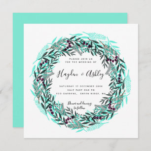 Modern country watercolour holiday Wedding Invitation