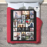 Modern Couple 19 Photo Collage Custom Colour Title Fleece Blanket<br><div class="desc">Create your own modern photo memory blanket utilising this easy-to-upload photo collage template with 19 pictures in various shapes and sizes and your name or custom title (shown with YOU & ME ARE MEANT TO BE) in a chic handwritten script typography. CHANGES: Change the black background colour and/or the title...</div>