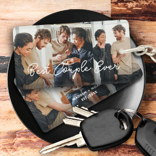 Modern Couple 3 Photo Collage Best Couple Ever Key Ring