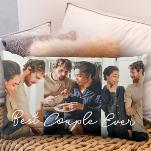 Modern Couple 3 Photo Collage Best Couple Ever Lumbar Cushion