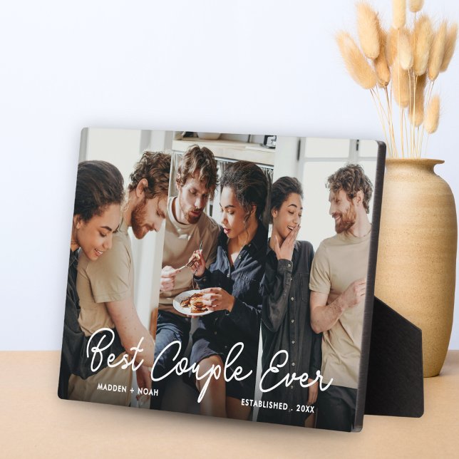 Modern Couple 3 Photo Collage Best Couple Ever Plaque (Creator Uploaded)