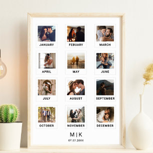 Modern Couple Anniversary Photo Collage Poster