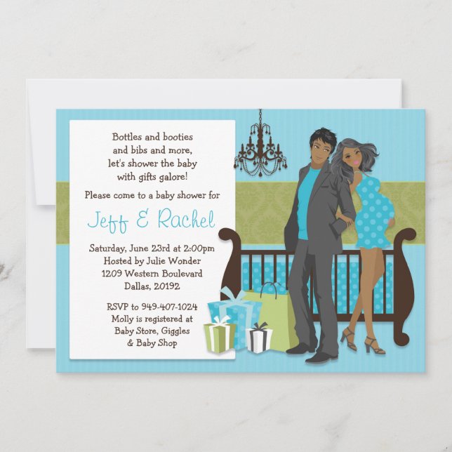 Modern Couple Baby Shower Invitation for Boy (Front)