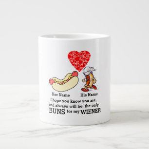 Modern Couple buns and wiener lovers custom Large Coffee Mug