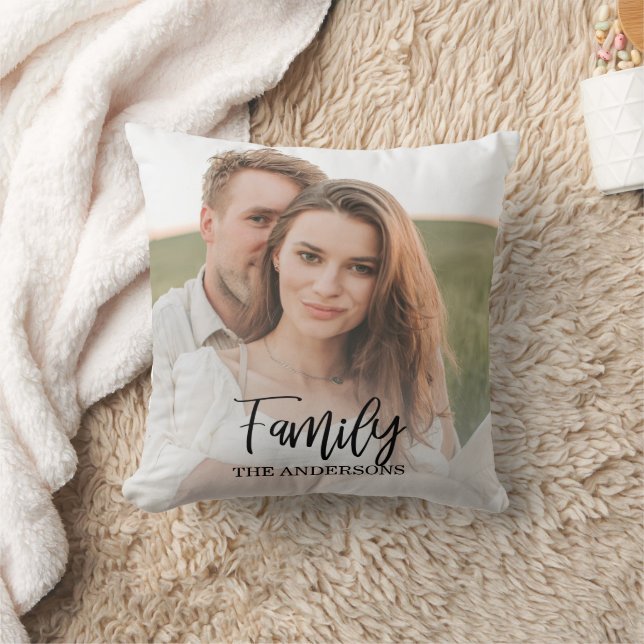 Modern Couple Collage Photo & lovely Family Gift Cushion (Blanket)