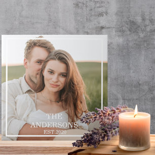 Modern Couple Collage Photo & Minimal Family Gift Ceramic Tile