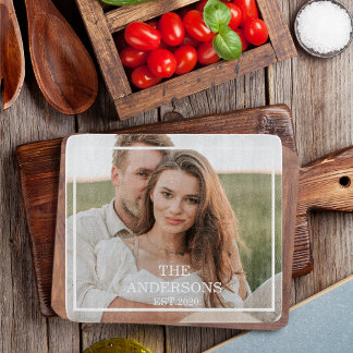 Modern Couple Collage Photo & Minimal Family Gift Cutting Board