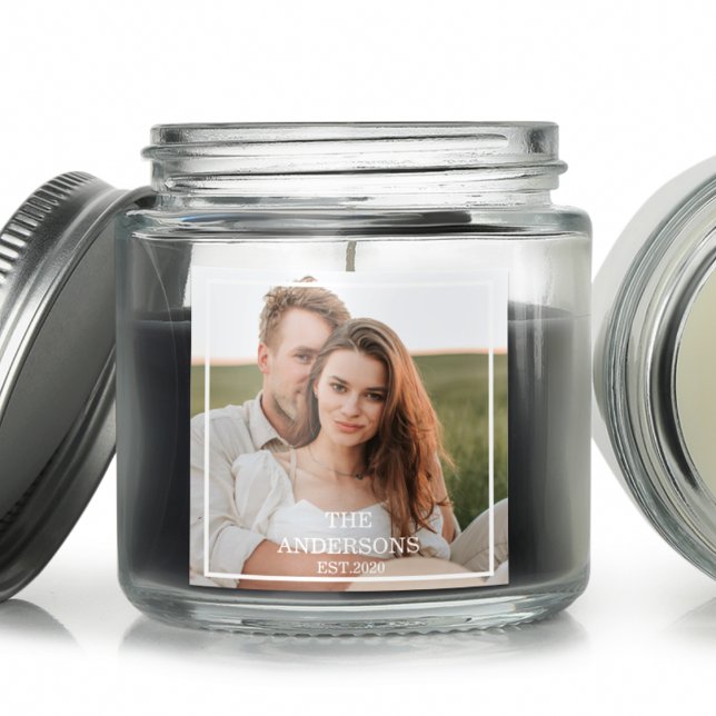 Modern Couple Collage Photo & Minimal Family Gift Square Sticker (Creator Uploaded)