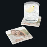 Modern Couple Collage Photo & Minimal Family Gift Stone Coaster<br><div class="desc">Modern Couple Collage Photo & Minimal Family Gift</div>